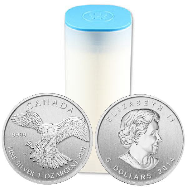 moeda Canadian Silver Peregrine Falcon 1 oz 2014