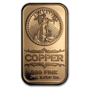 barra de cobre 1 oz AVDP  (28,3495 g)