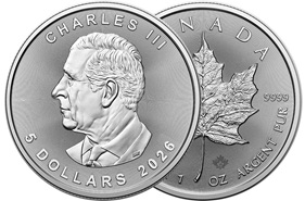 moeda de prata Canadian Silver Maple Leaf 1 oz 2026