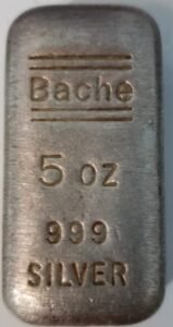 barra de prata de 5 oz Bache