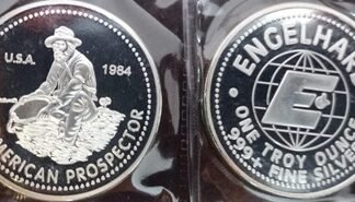 kit com 2 moedas de prata de 1 oz The American Prospector (nacionalizada)